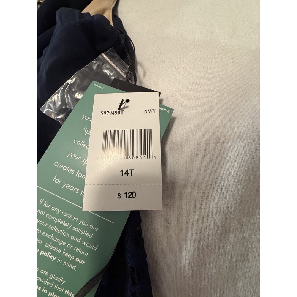 Scarlett Navy Lace Beaded Sheath Dress Sleeveless Knee Length Size 14T NWT - Picture 4 of 11